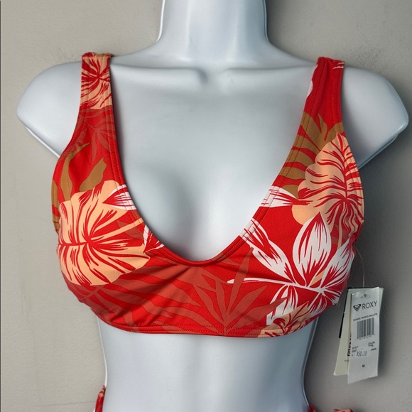 NEW Roxy Seaside Tropicals Bikini Medium Bralette Top Cheeky High Leg Bottom NWT - Picture 4 of 16